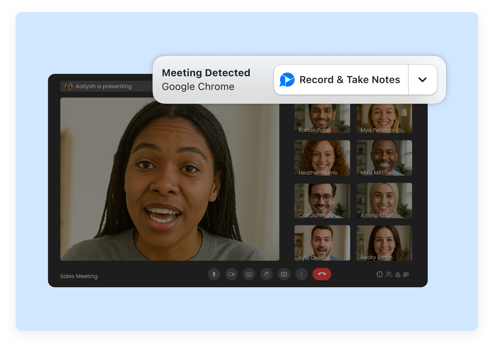 Zight's meeting recorder is being used in a remote meeting.